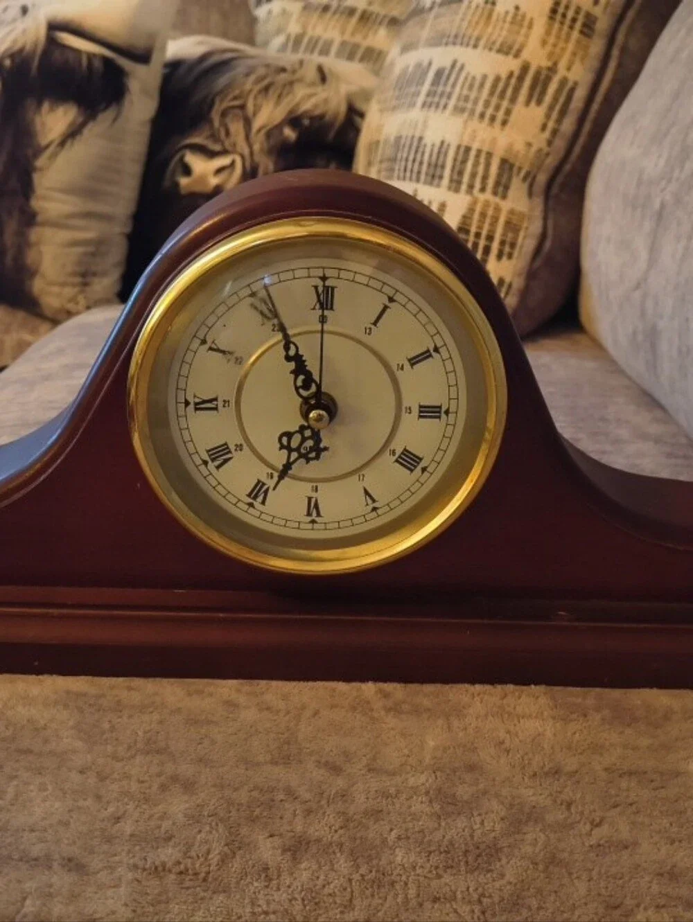 Classic Brown Mantel Clock with Gold Accent - Unbranded